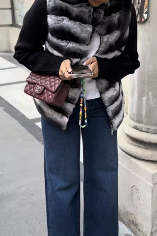 Faux Fur Collar Knit Zip-Up Jacket