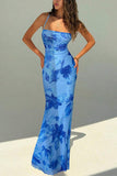 Floral Tie-Back Open Back Maxi Vacation Dress