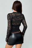 Floral Lace Long Sleeve Crop Top