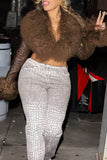 Cropped Faux Fur Collar Jacket