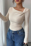 Asymmetrical Long Sleeve Blouse