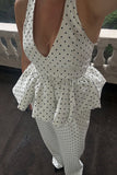 Polka Dot Peplum Pants Set