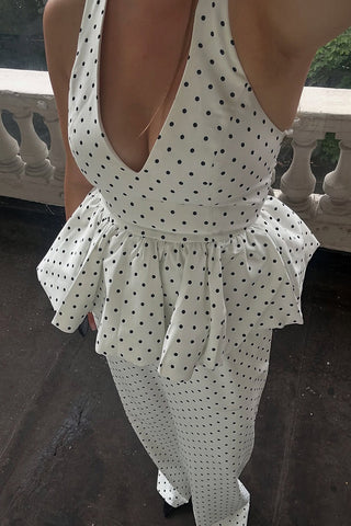 Polka Dot Peplum Pants Set