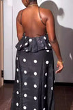 Halter Neck Polka Dot Maxi Dress