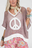 Peace Sign Knit Hooded Sweater