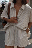 Striped Short Sleeve Shirt Set