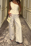 Asymmetric Button-Front Pants Set