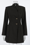 Elegant Button-Front Blazer Dress
