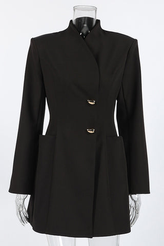 Elegant Button-Front Blazer Dress