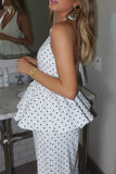 Polka Dot Peplum Pants Set