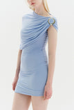 Draped Shoulder Evening Dress