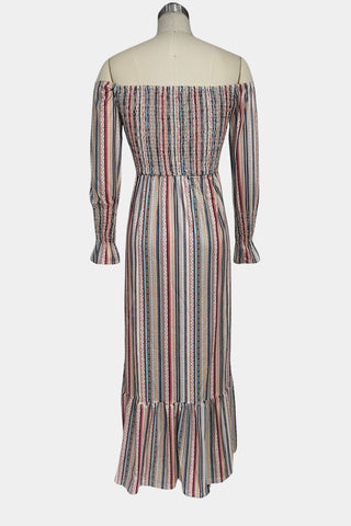 Off-Shoulder Patterned Maxi Dress