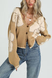 Floral Knit V-Neck Button-Front Cardigan