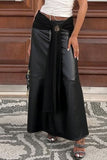 Buckle Wrap A-Line Midi Skirt