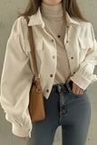 Ribbed Button-Front Collared Jacket