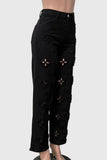 Stud Cutout All-Over Straight Jeans