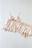 Lace Trim Satin Cami Pajama Set