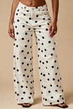 Polka Dot Wide-Leg Jeans