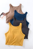 Built-in Cup Round Neck Sleeveless Crop Tank
