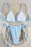 Striped Bikini Set with Tie Details