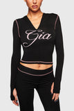 Graphic Zip-Up Hoodie and Flare Pants Set