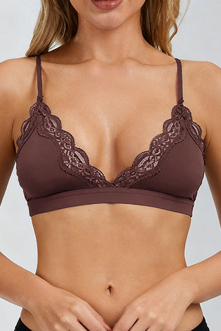 Lace Trim V-Neck Wireless Bralette
