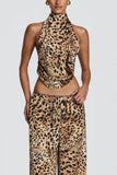 Halter Cowl Neck Crop Top and Pants Set