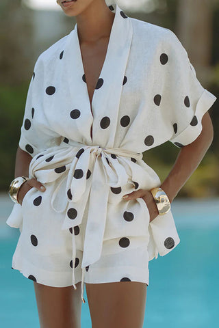 Polka Dot Wrap Short Set