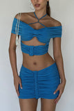 Strappy Ruched Skirt Set