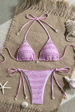 Textured Tie-String Bikini Set