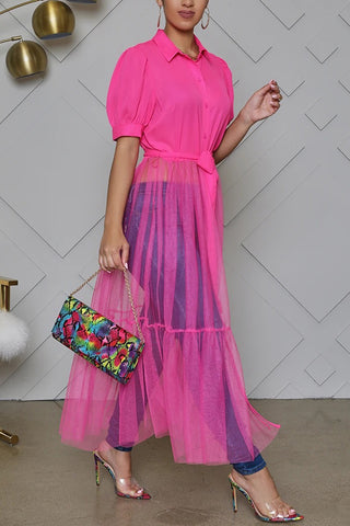 Sheer Overlay Casual Dress