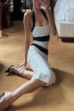 Sleeveless Striped Casual Midi Dress