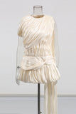 Draped Shoulder Detail Evening Dress