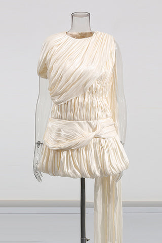 Draped Shoulder Detail Evening Dress