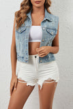 Pearl-Embellished Denim Vest