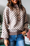 Buttoned Checkerboard Sweater