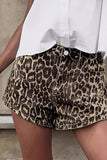 High-Waist Leopard Print Casual Shorts