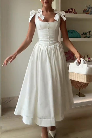 Button-Front Casual Midi Dress