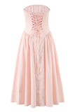 Strapless A-Line Midi Dress