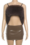 Unique Fur-Trim Skirt Set