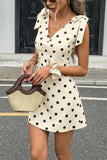 Polka Dot Tie-Shoulder Dress