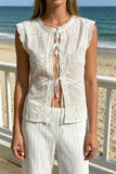 Tie-Front Sleeveless Blouse