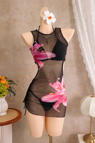 Floral Mesh Cutout Three-Piece Set
