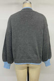 Contrast Ribbed Mock Neck Knit Sweater