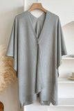 V-Neck Open Front Knit Cape