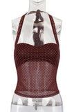 Polka Dot Halter Bustier Crop Top