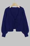 Cable Knit V-Neck Tie Front Cardigan