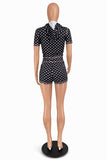Polka-Dot Button-Front Short Set