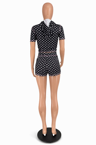 Polka-Dot Button-Front Short Set