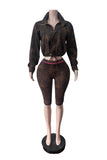 Leopard Print Crop Top and Shorts Set